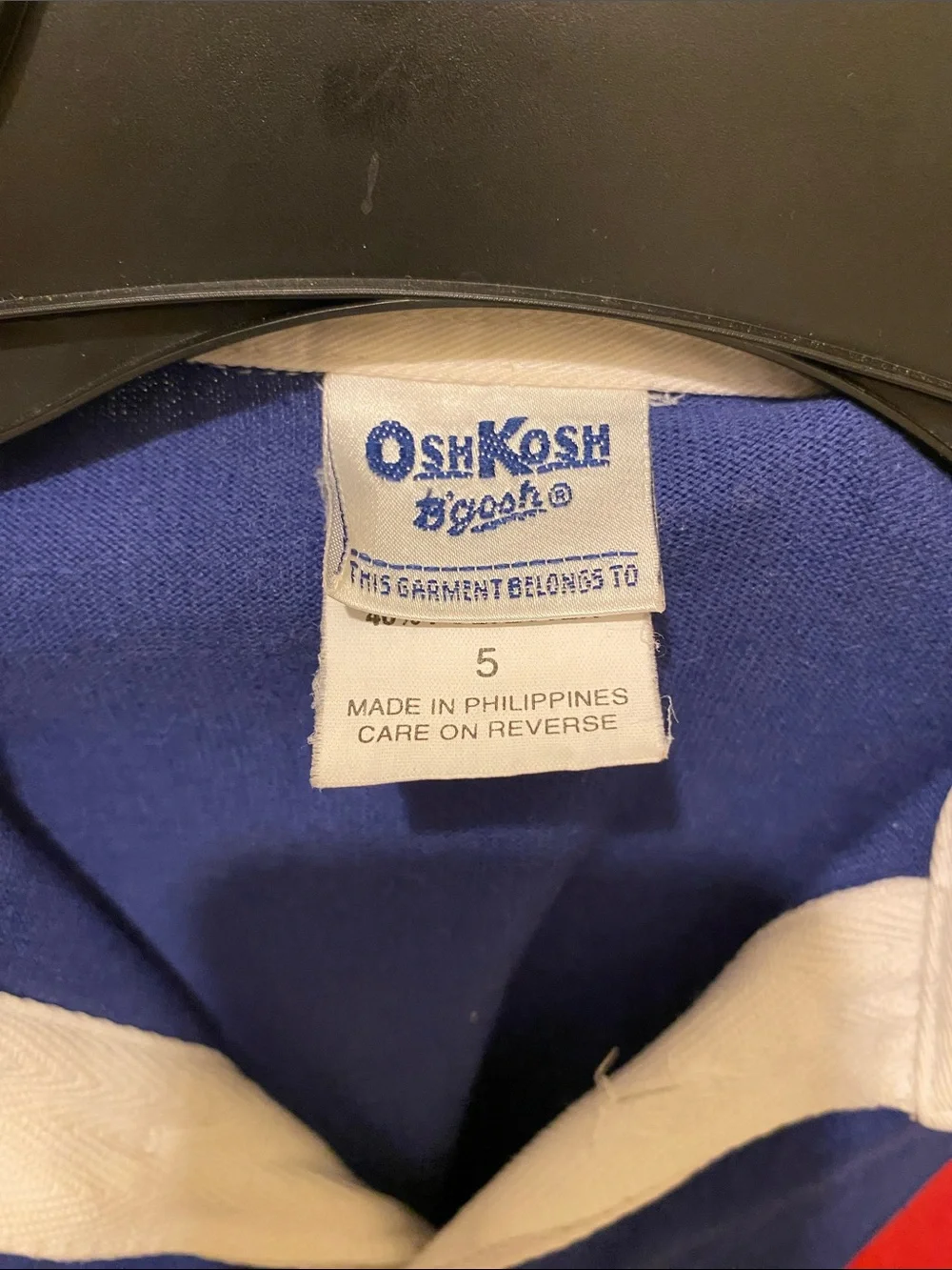 OshKosh B'gosh Colorblock 'TEAM' Rugby Shirt - Red, Blue, Gray. SZ 5 (c)
